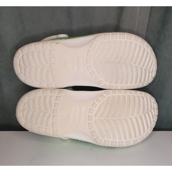 CROCS Classic Clog White Green Palm Leaves RARE Design US Men's Size 13 - Picture 6 of 10